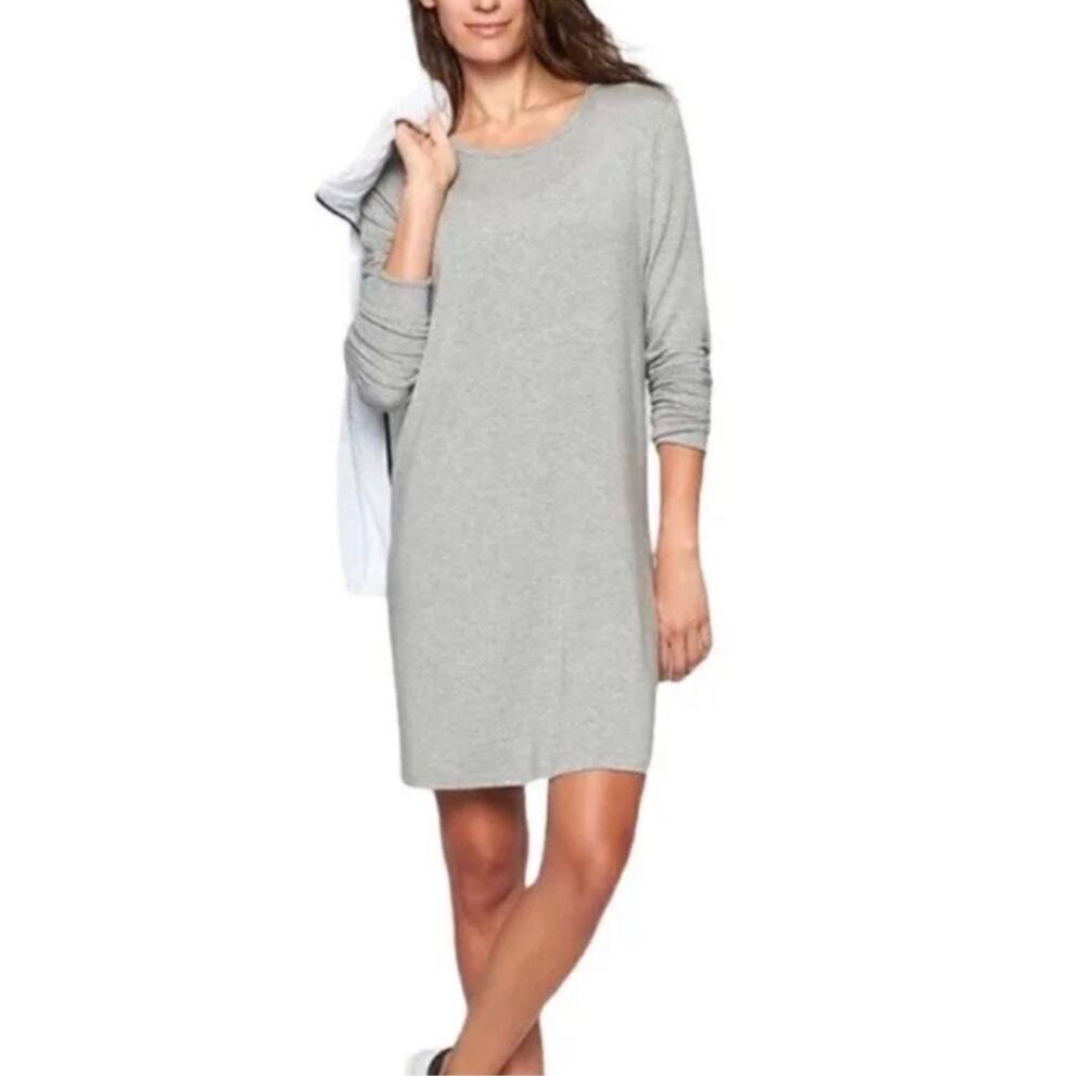 Athleta Gray Modal Dress Peek a boo Back Size XS Athleisure Lounge Comfort